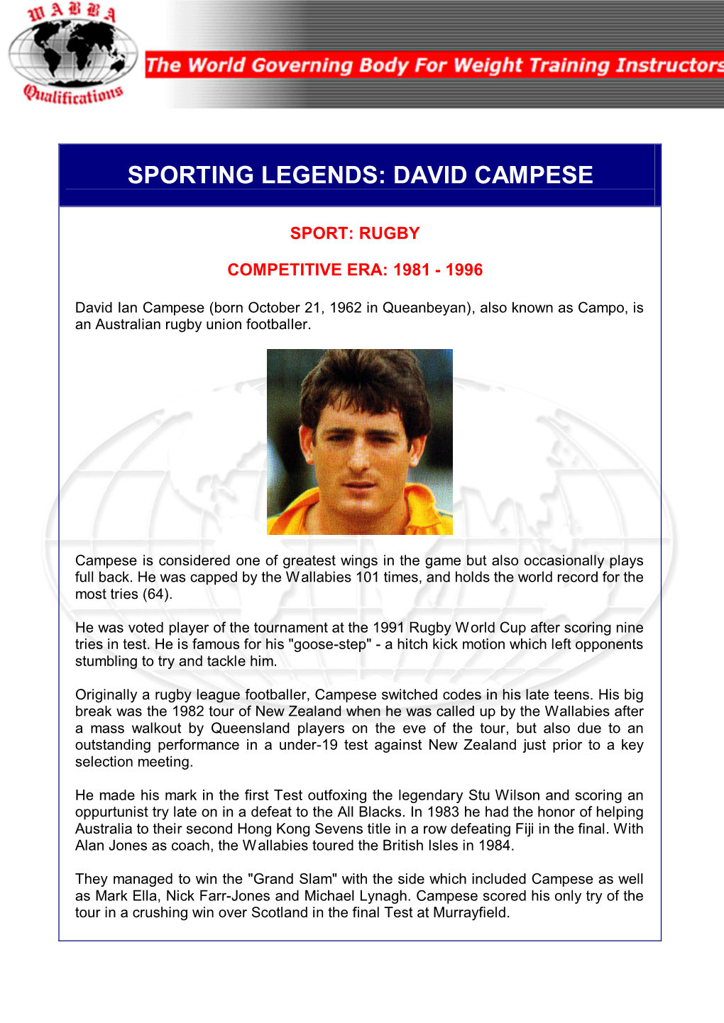 Sporting Legends: David Campese