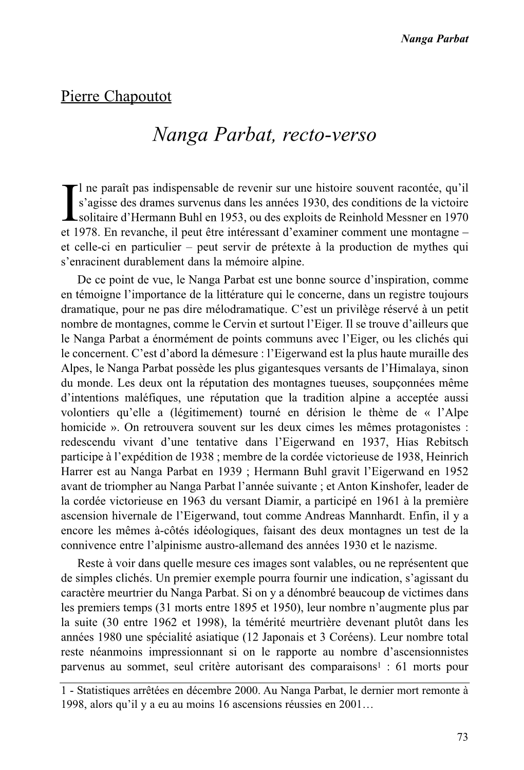Nanga Parbat, Recto-Verso