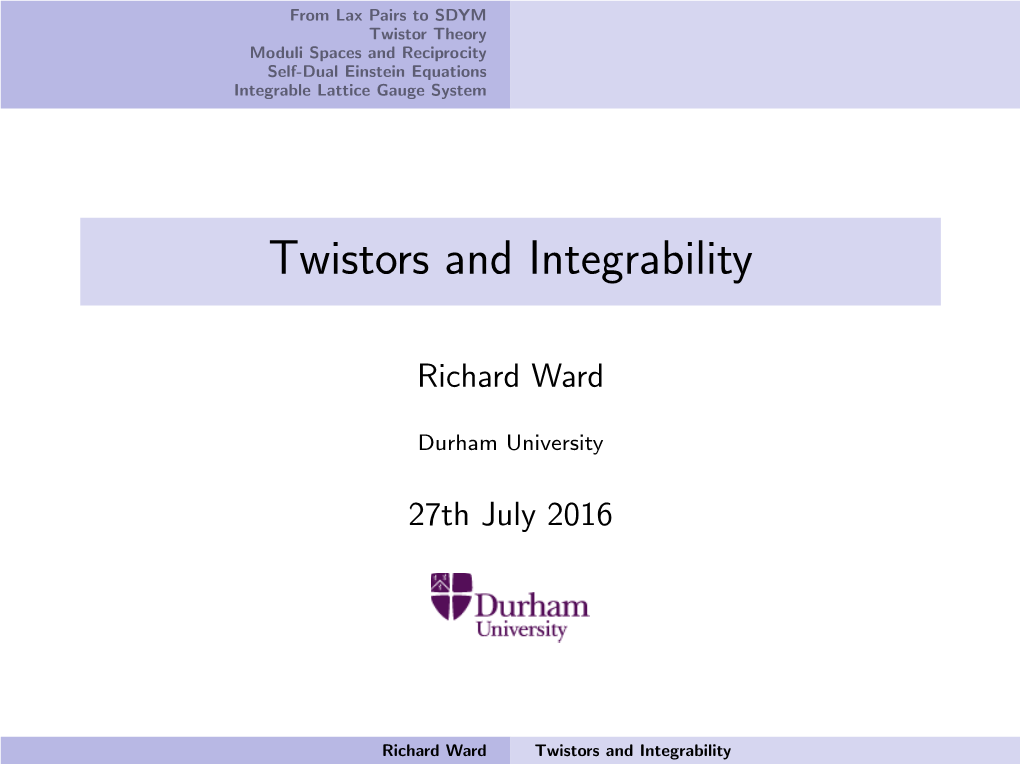 Twistors and Integrability