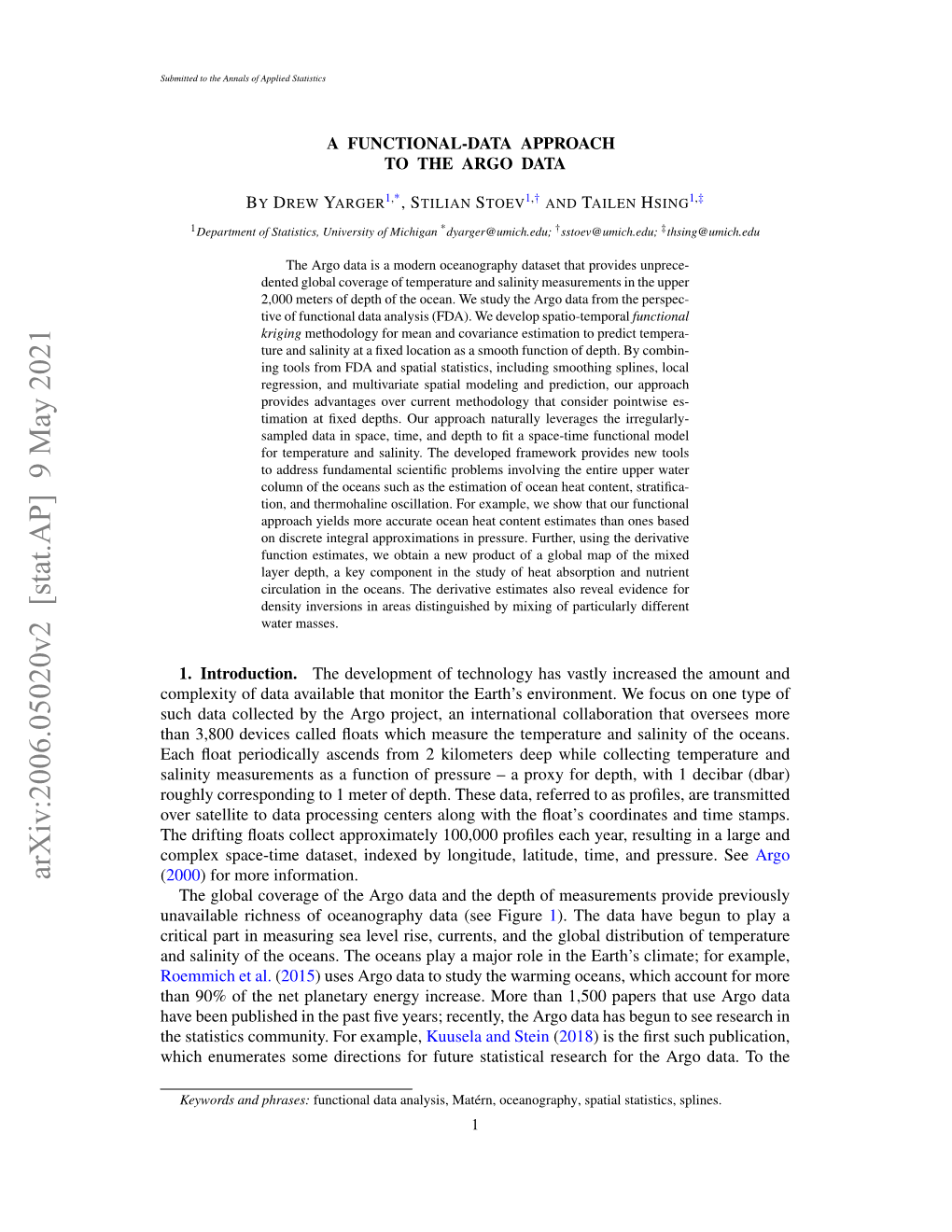 Arxiv:2006.05020V2 [Stat.AP] 9 May 2021 (2000) for More Information