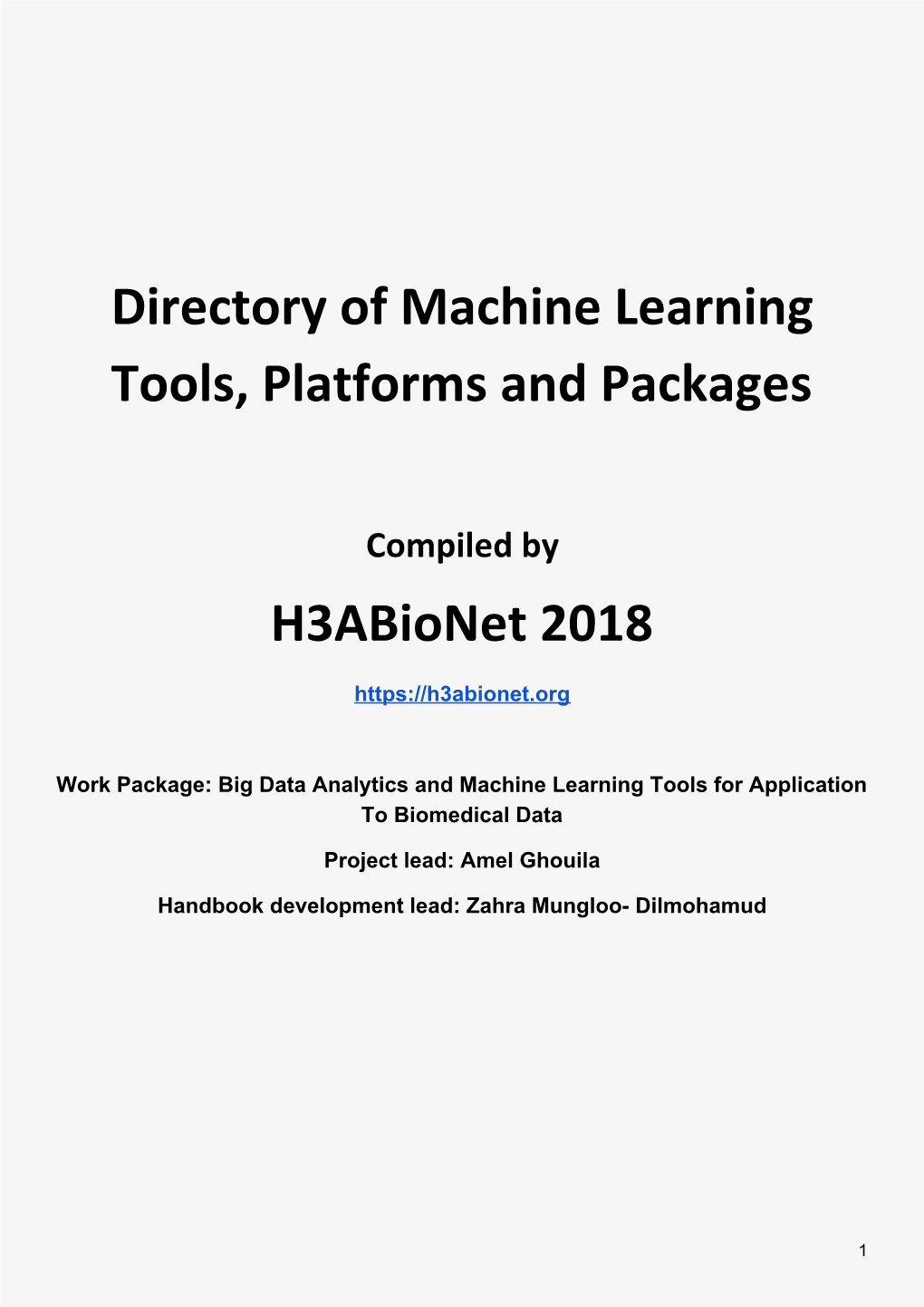 Directory of Machine Learning Tools, Platforms and Packages