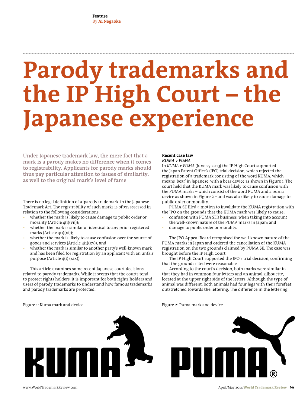 Parody Trademarks and the IP High Court – the Japanese Experience