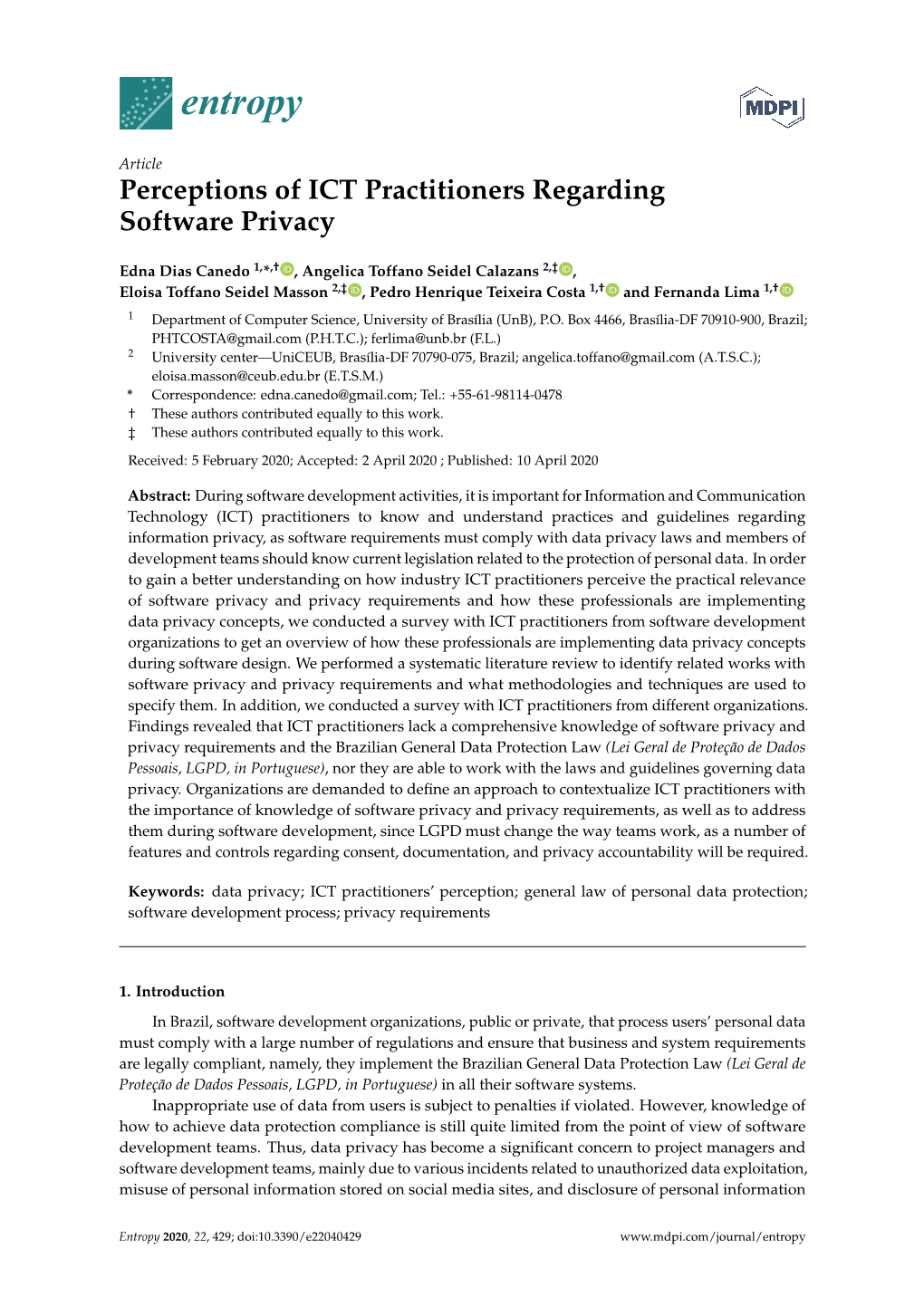 Perceptions of ICT Practitioners Regarding Software Privacy