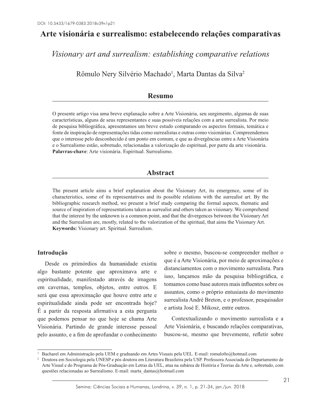 Arte Visionária E Surrealismo: Estabelecendo Relações Comparativas