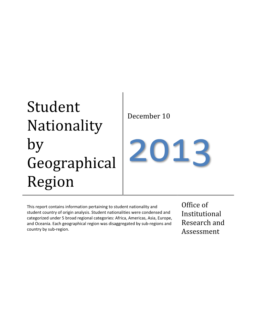 Student Nationality by Geographical Region