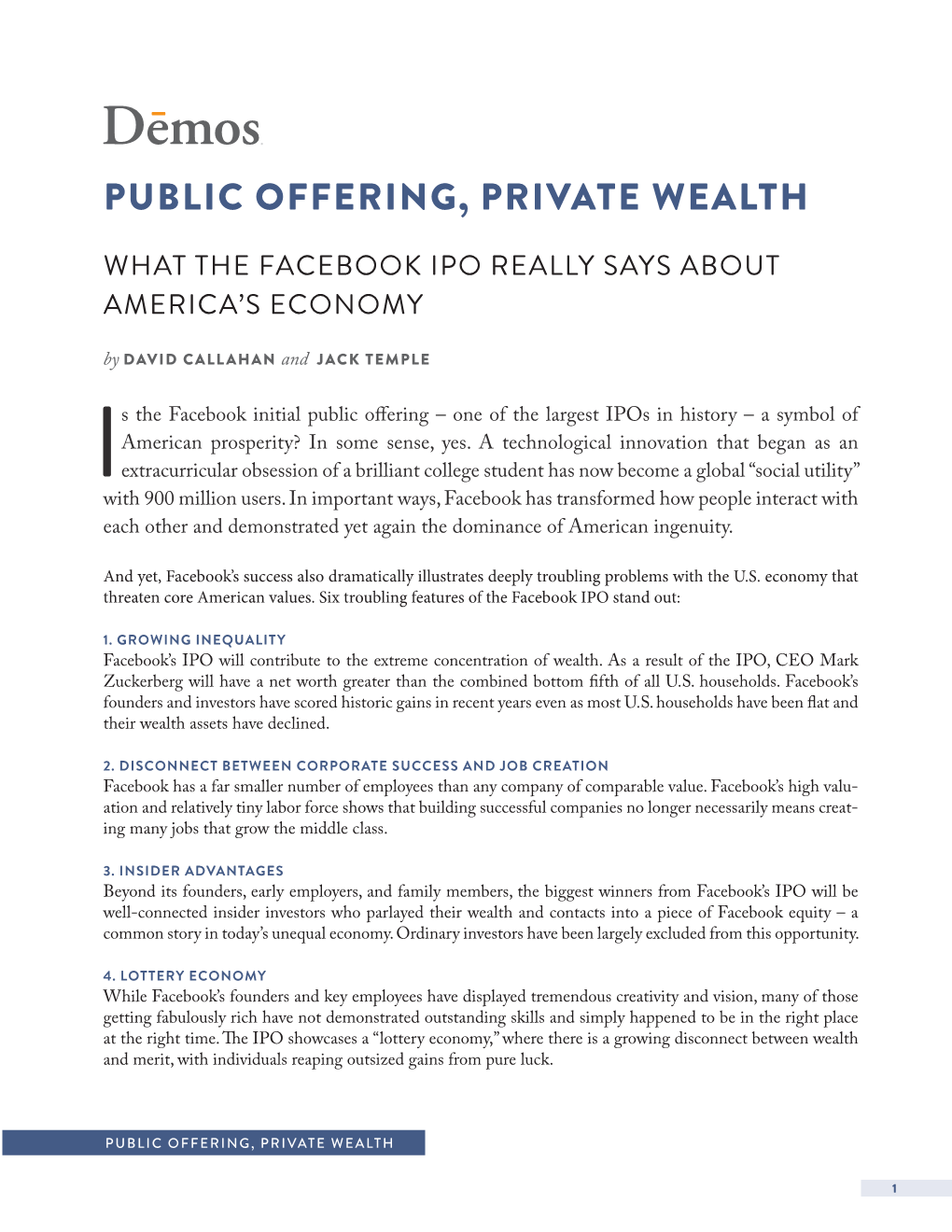 Public Offering, Private Wealth