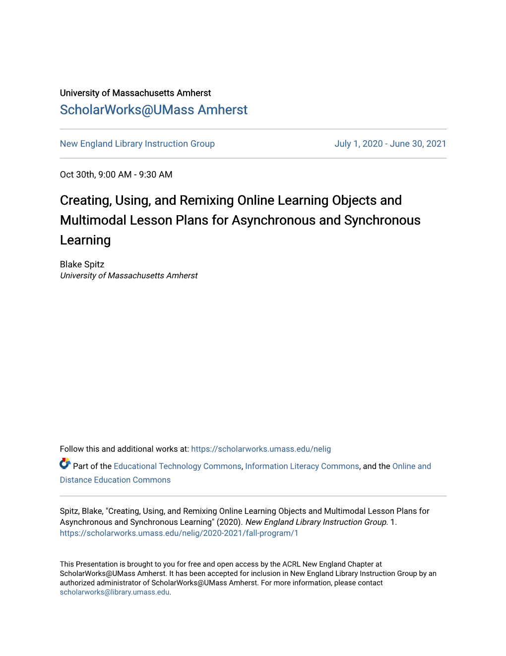 Creating, Using, and Remixing Online Learning Objects and Multimodal Lesson Plans for Asynchronous and Synchronous Learning