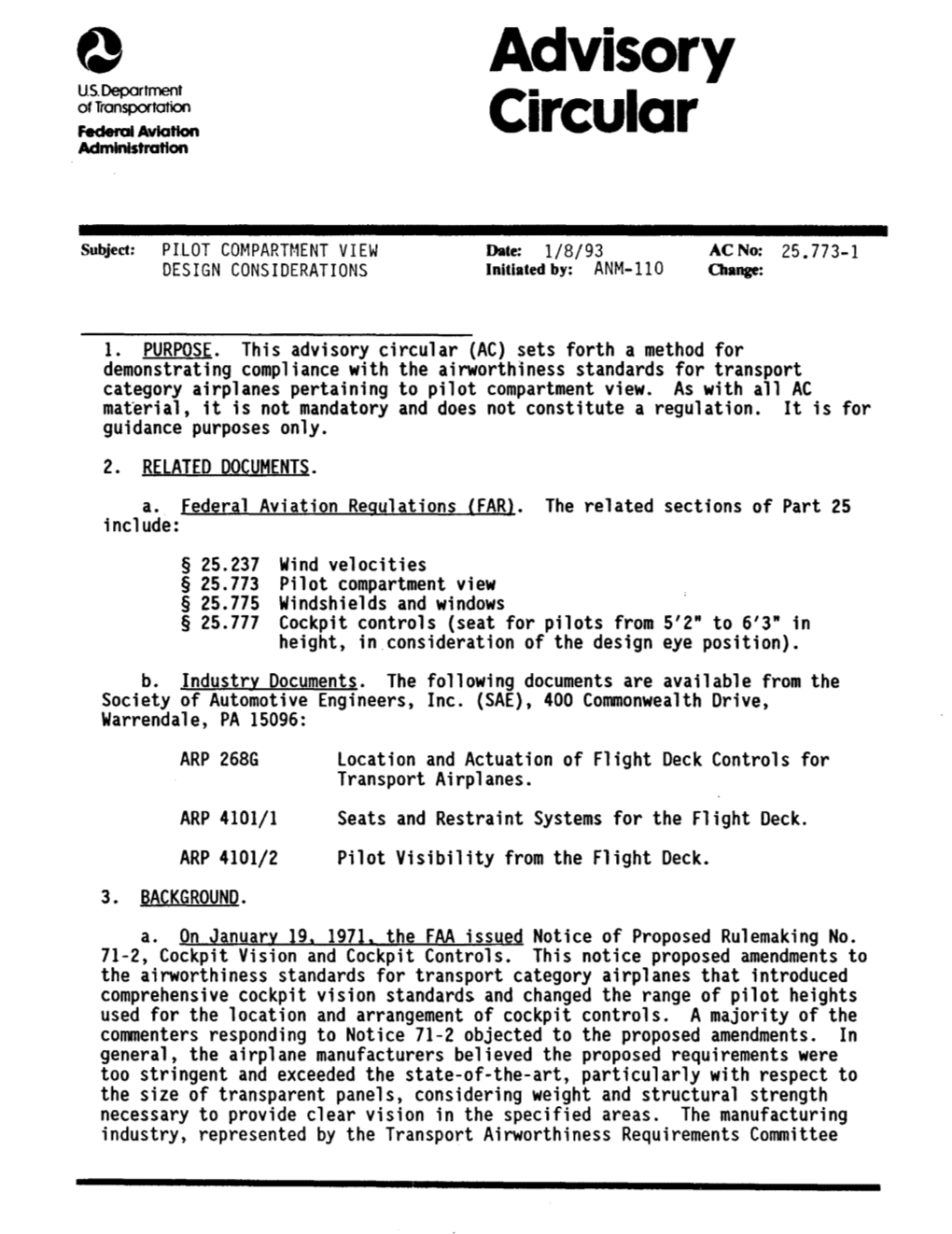 AC 25.773-1 L/8/93