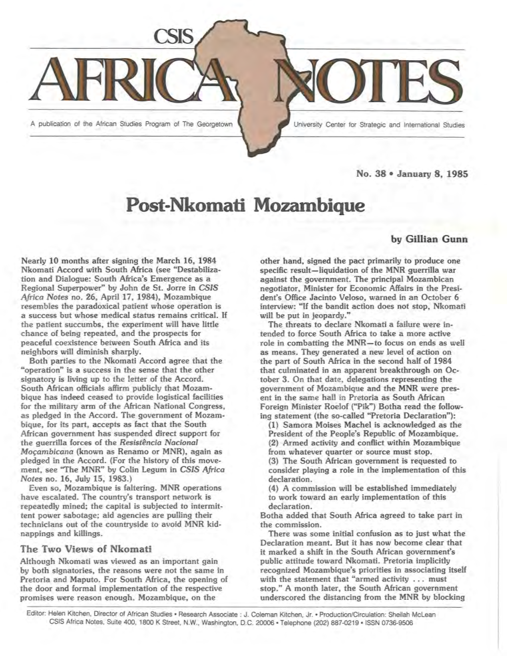 Post-Nkomati Mozambique
