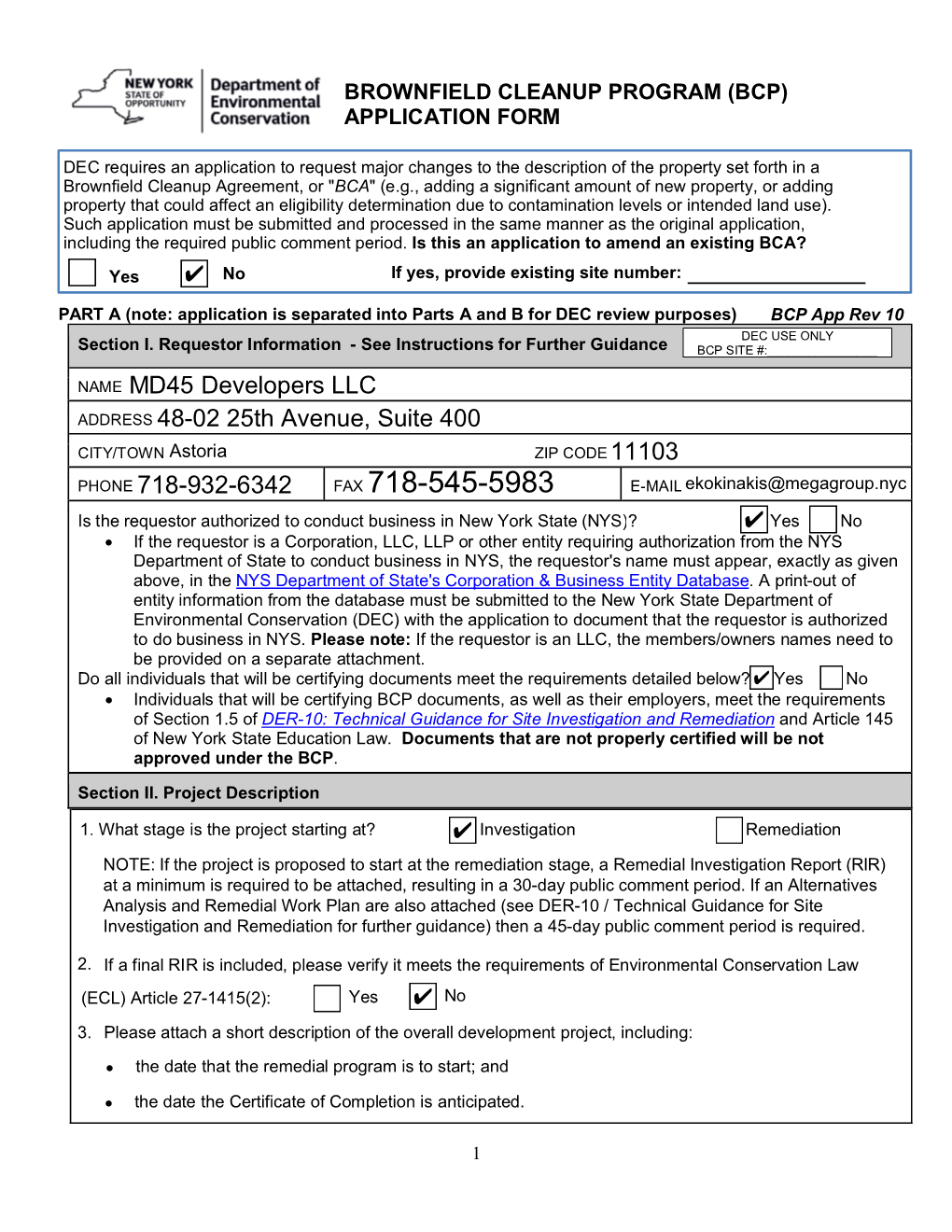 MD45 Developers LLC 48-02 25Th Avenue, Suite 400 718-932-6342