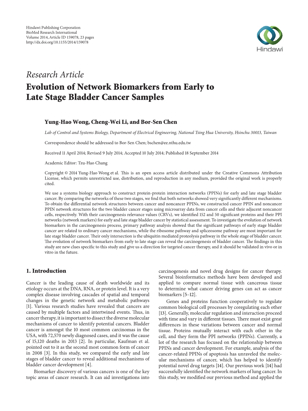 Evolution of Network Biomarkers from Early to Late Stage Bladder Cancer Samples