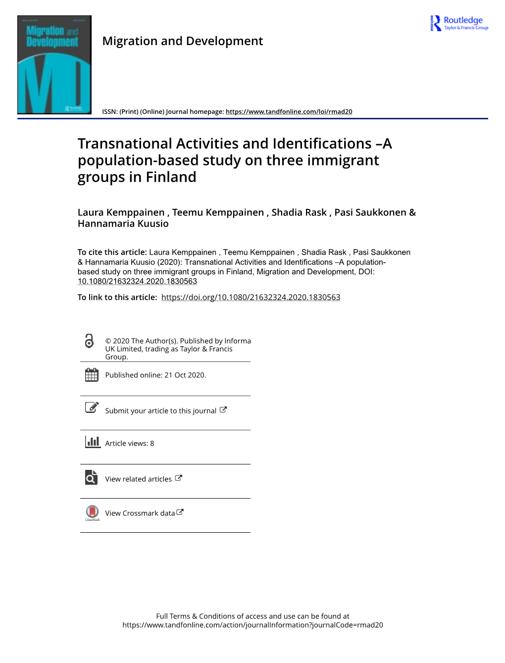 A Population-Based Study on Three Immigrant Groups in Finland