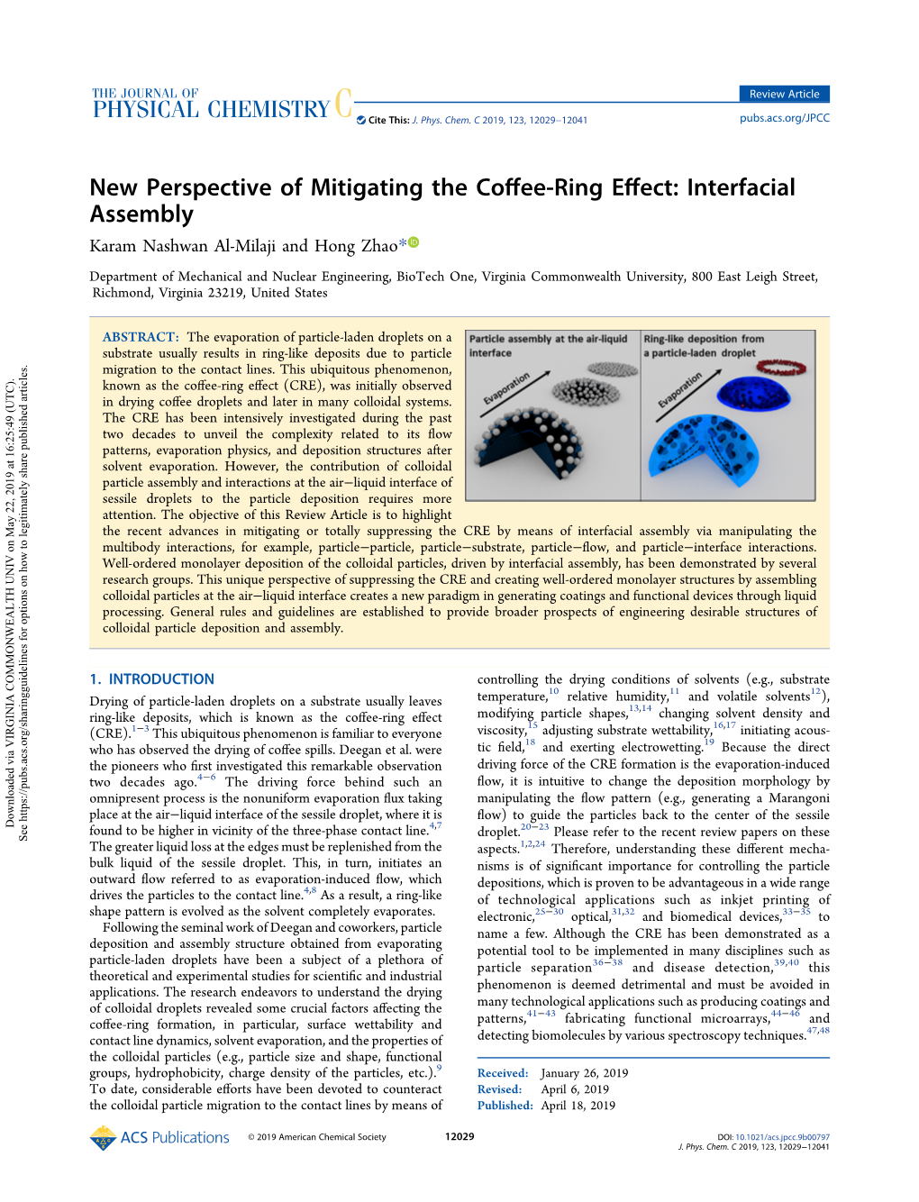 New Perspective of Mitigating the Coffee-Ring Effect: Interfacial