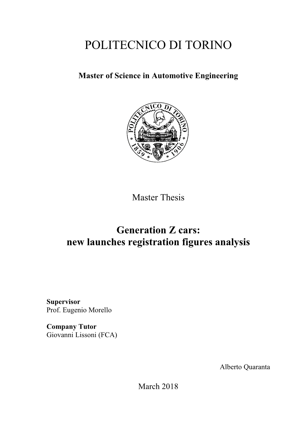 Master of Science in Automotive Engineering
