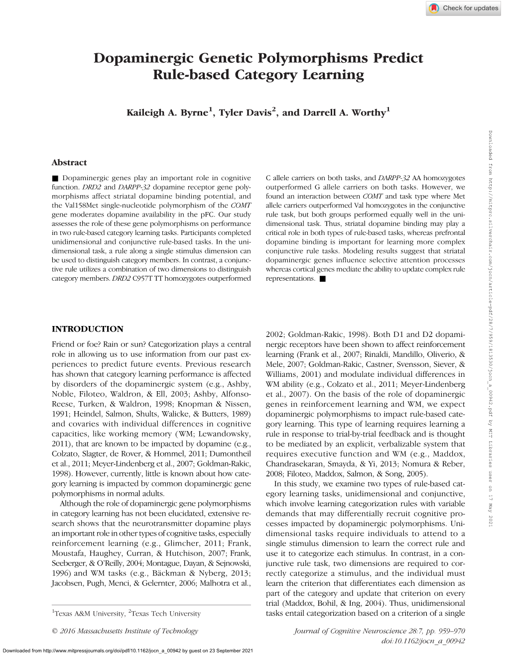 Article-Pdf/28/7/959/1813530/Jocn a 00942.Pdf by MIT Libraries User on 17 May 2021