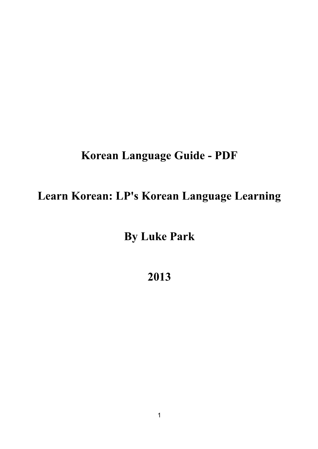 LP's Korean Language Learning by Luke Park 2013