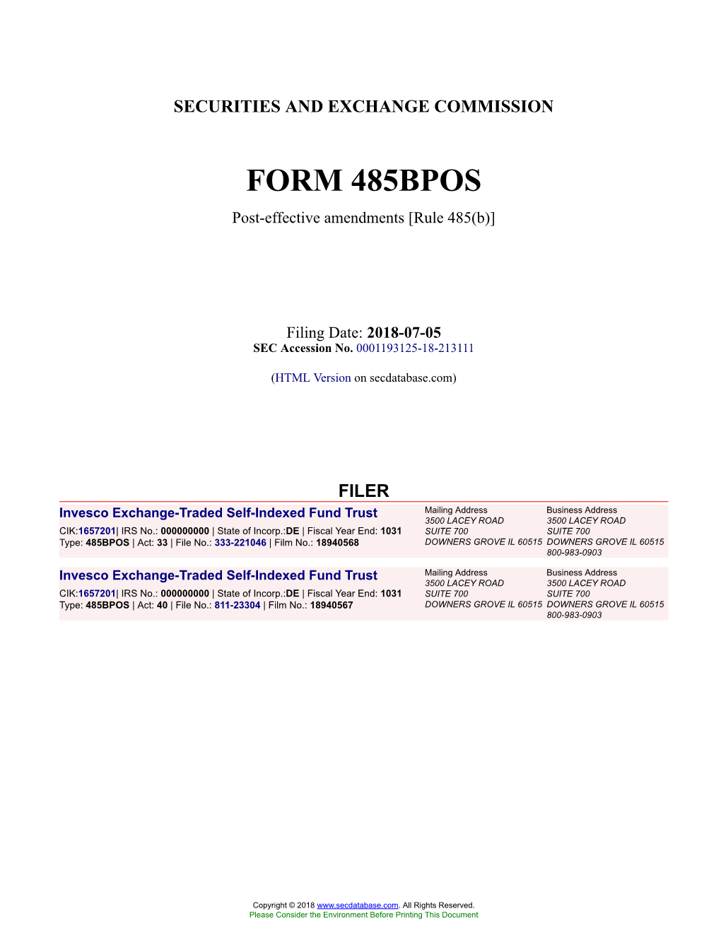 Invesco Exchange-Traded Self-Indexed Fund Trust Form