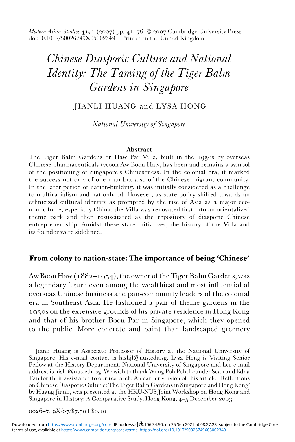 The Taming of the Tiger Balm Gardens in Singapore