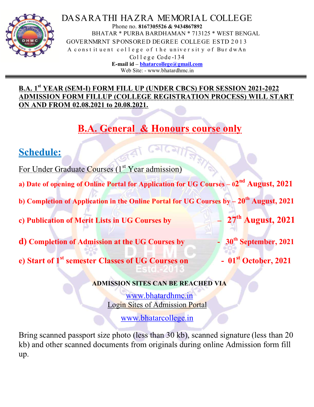 Admission Guideline for the Academic Session 2021-22