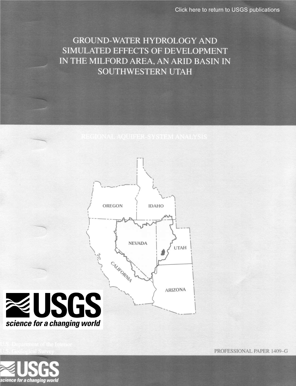 Ground=Water Hydrology and Simulated Effects of Development in the Milford Area, an Arid Basin in Southwestern Utah