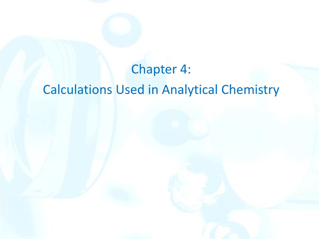 Chapter 4: Calculations Used in Analytical Chemistry