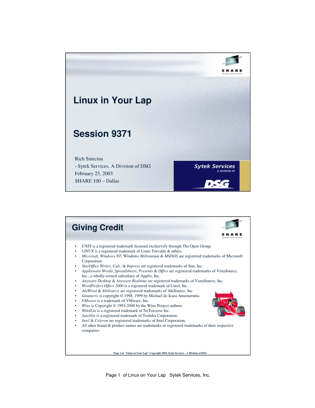 Linux in Your Lap Session 9371