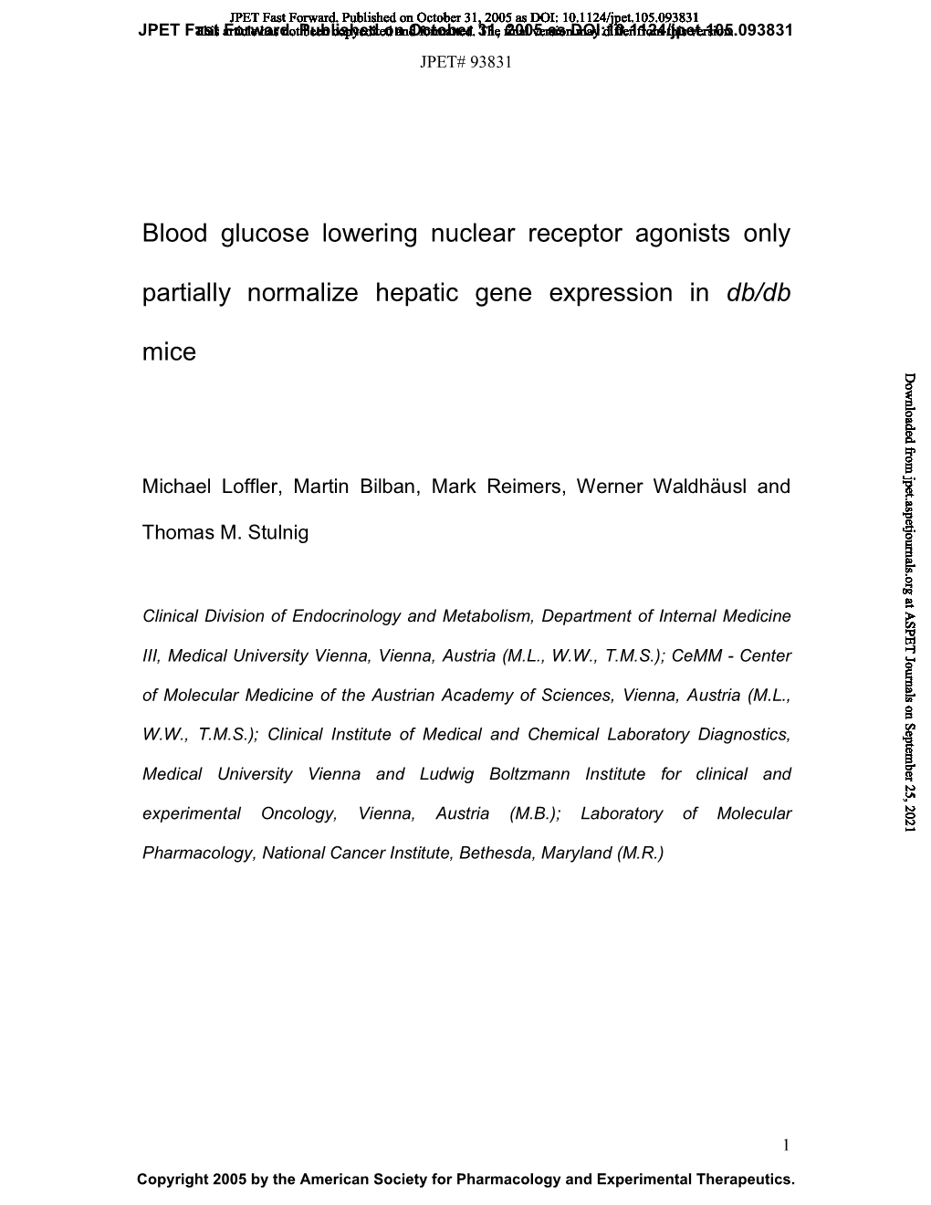 Blood Glucose Lowering Nuclear Receptor Agonists Only Partially Normalize Hepatic Gene Expression in Db/Db Mice