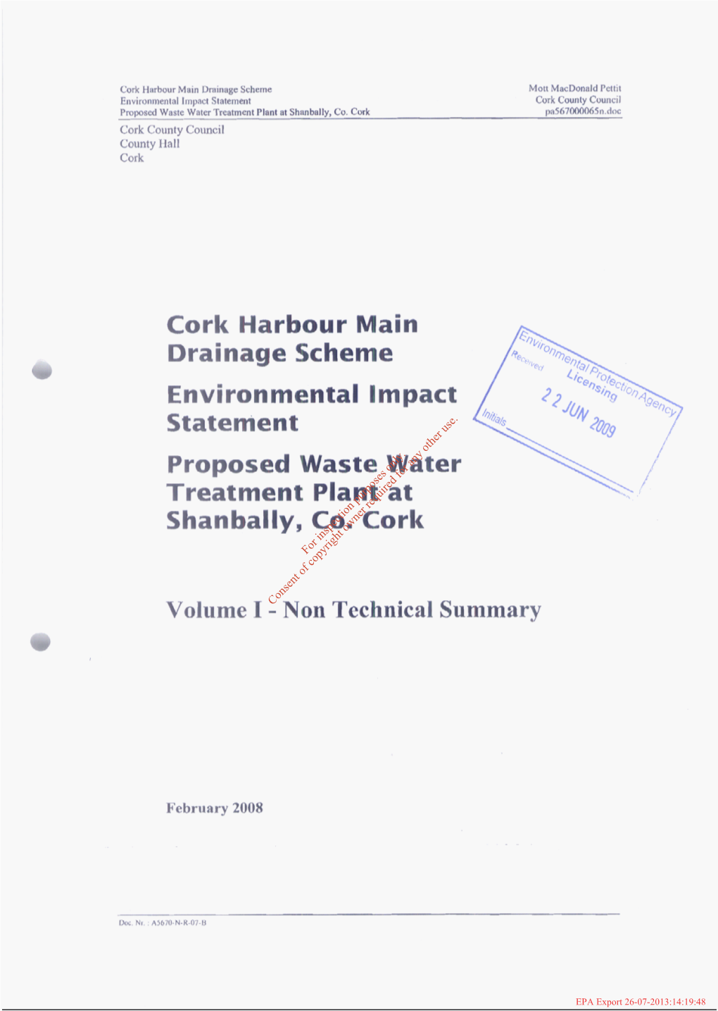 Cork Harbour Main Drainage Scheme Environmental Impact Shanbally