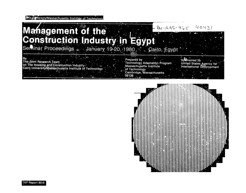 Oa~ By'. Management of the Construction Industry in Egypt