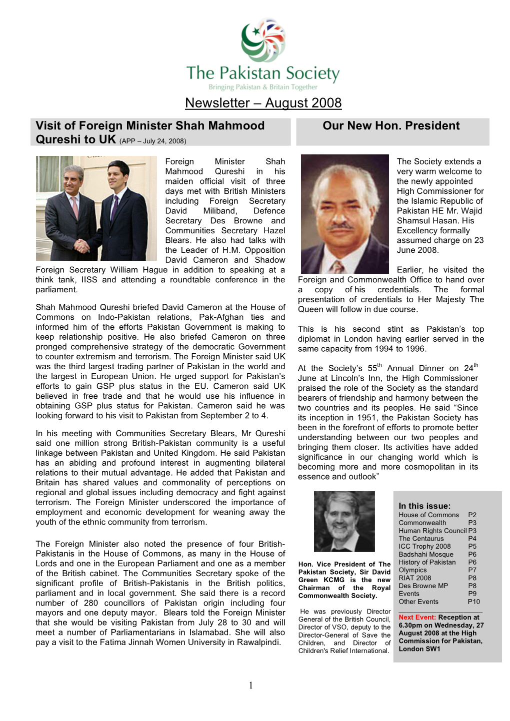 Newsletter – August 2008