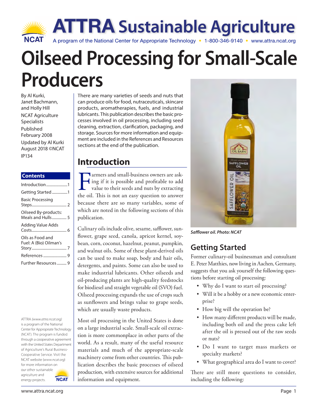 Oilseed Processing for Small-Scale Producers