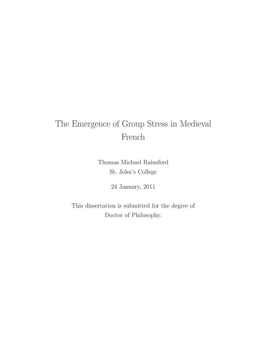 The Emergence of Group Stress in Medieval French