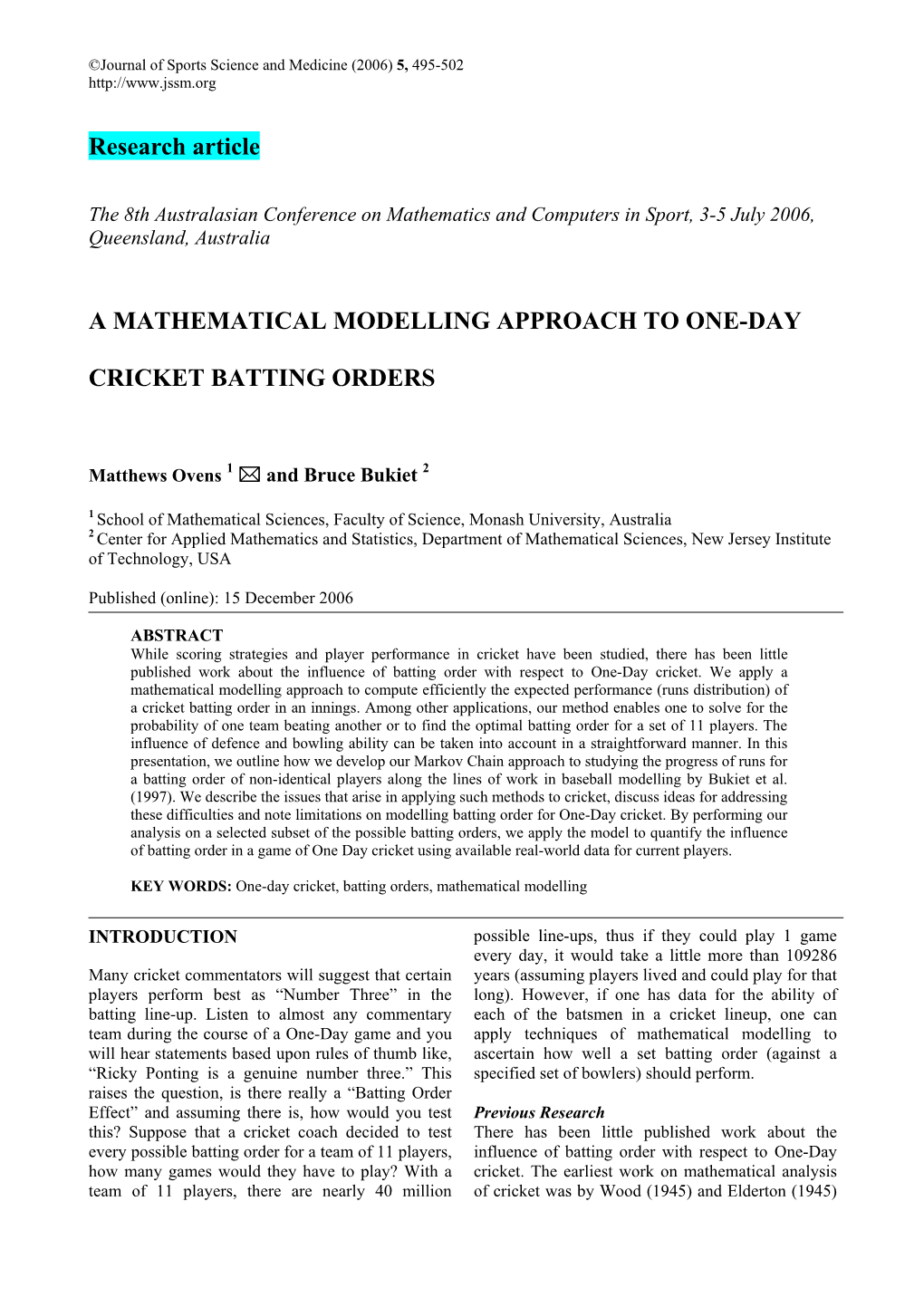 Research Article a MATHEMATICAL MODELLING APPROACH to ONE