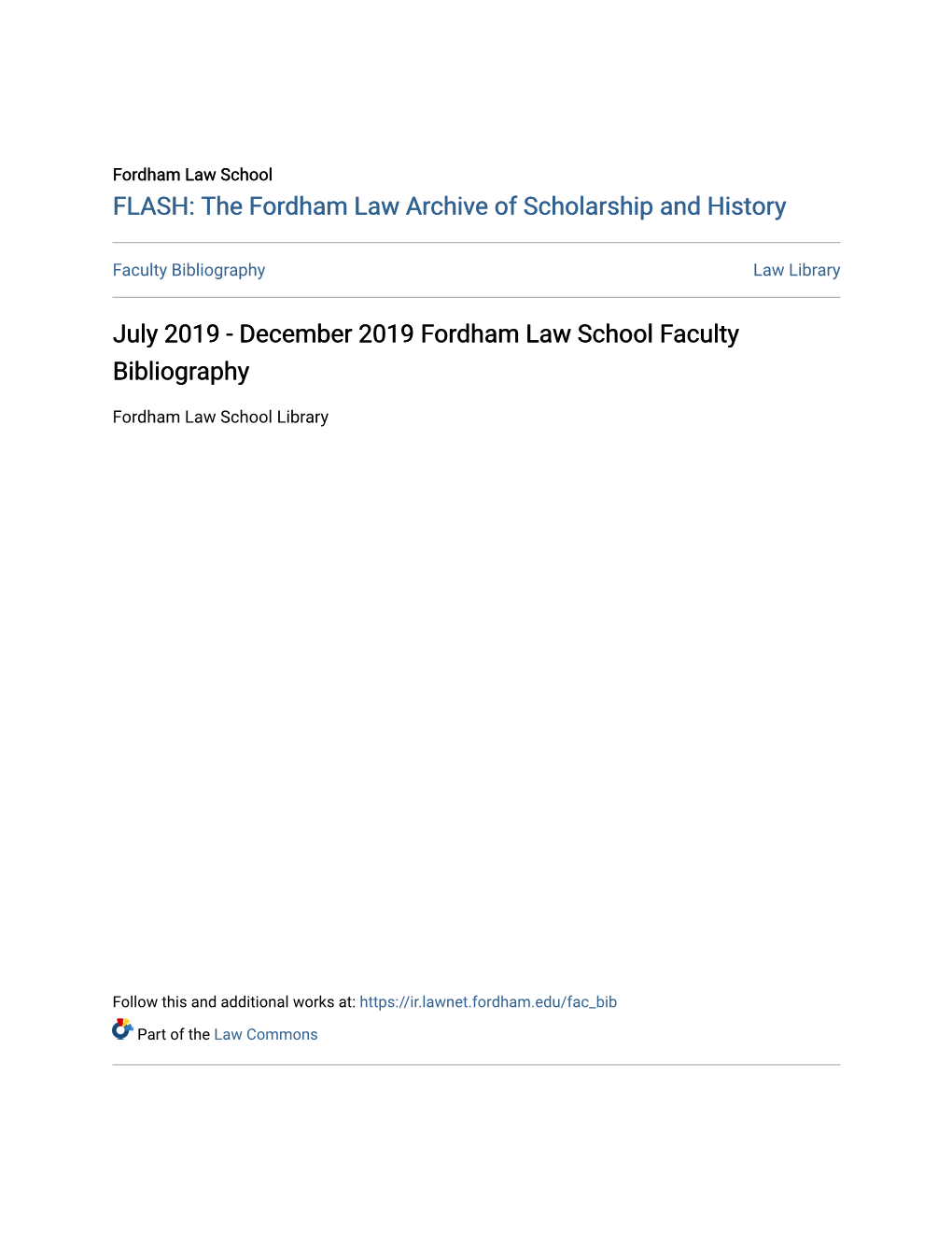 December 2019 Fordham Law School Faculty Bibliography