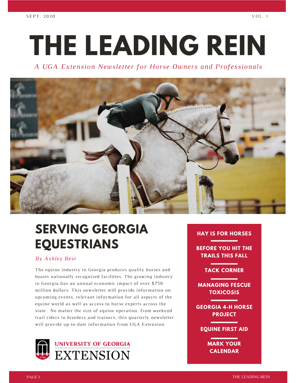 THE LEADING REIN a UGA Extension Newsletter for Horse Owners and Professionals