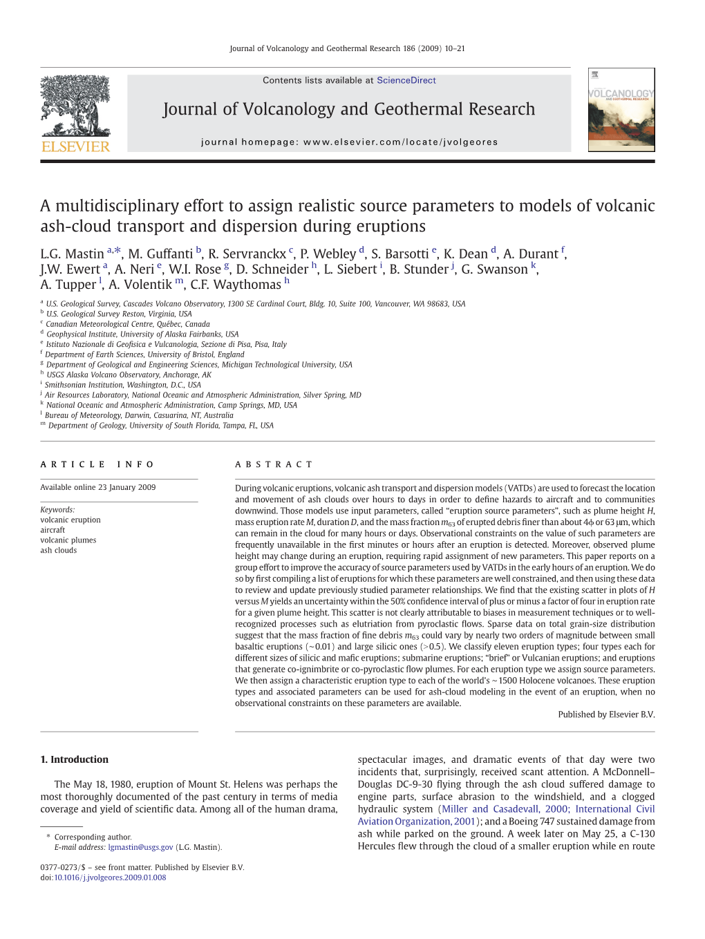 A Multidisciplinary Effort to Assign Realistic Source Parameters to Models of Volcanic Ash-Cloud Transport and Dispersion During Eruptions