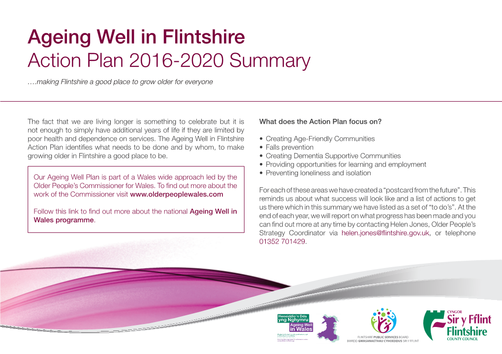 Ageing Well in Flintshire Action Plan 2016-2020 Summary