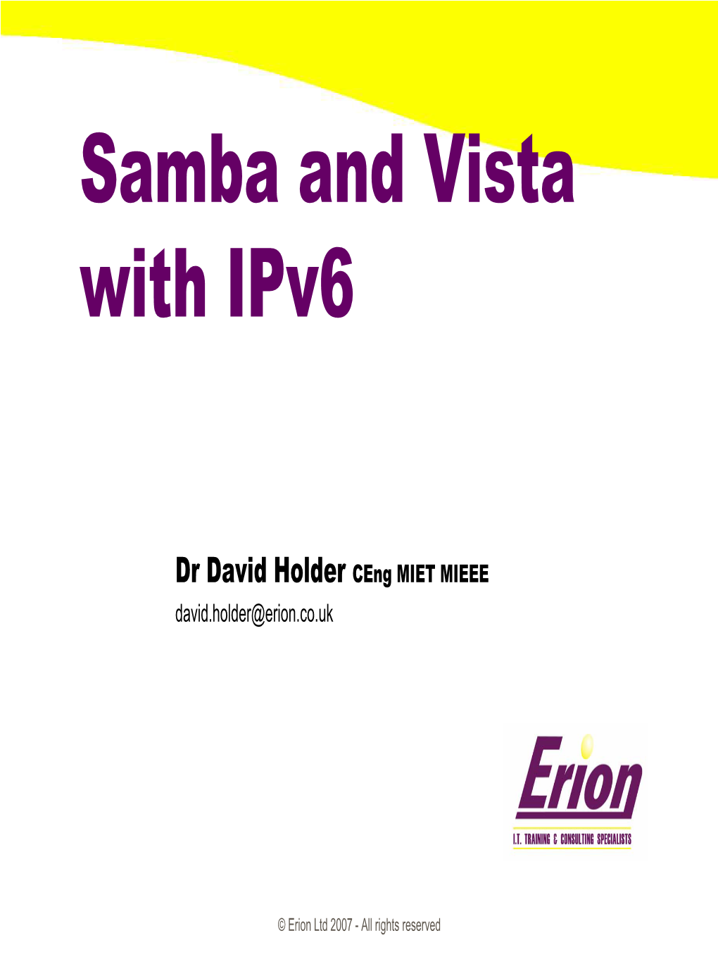 Samba and Vista with Ipv6