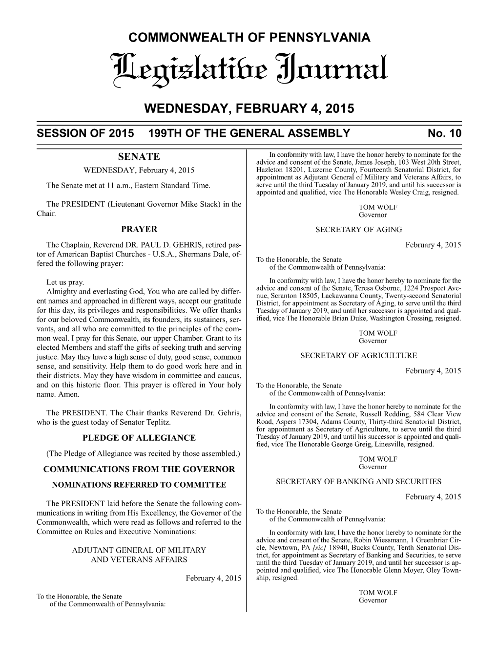 Legislative Journal