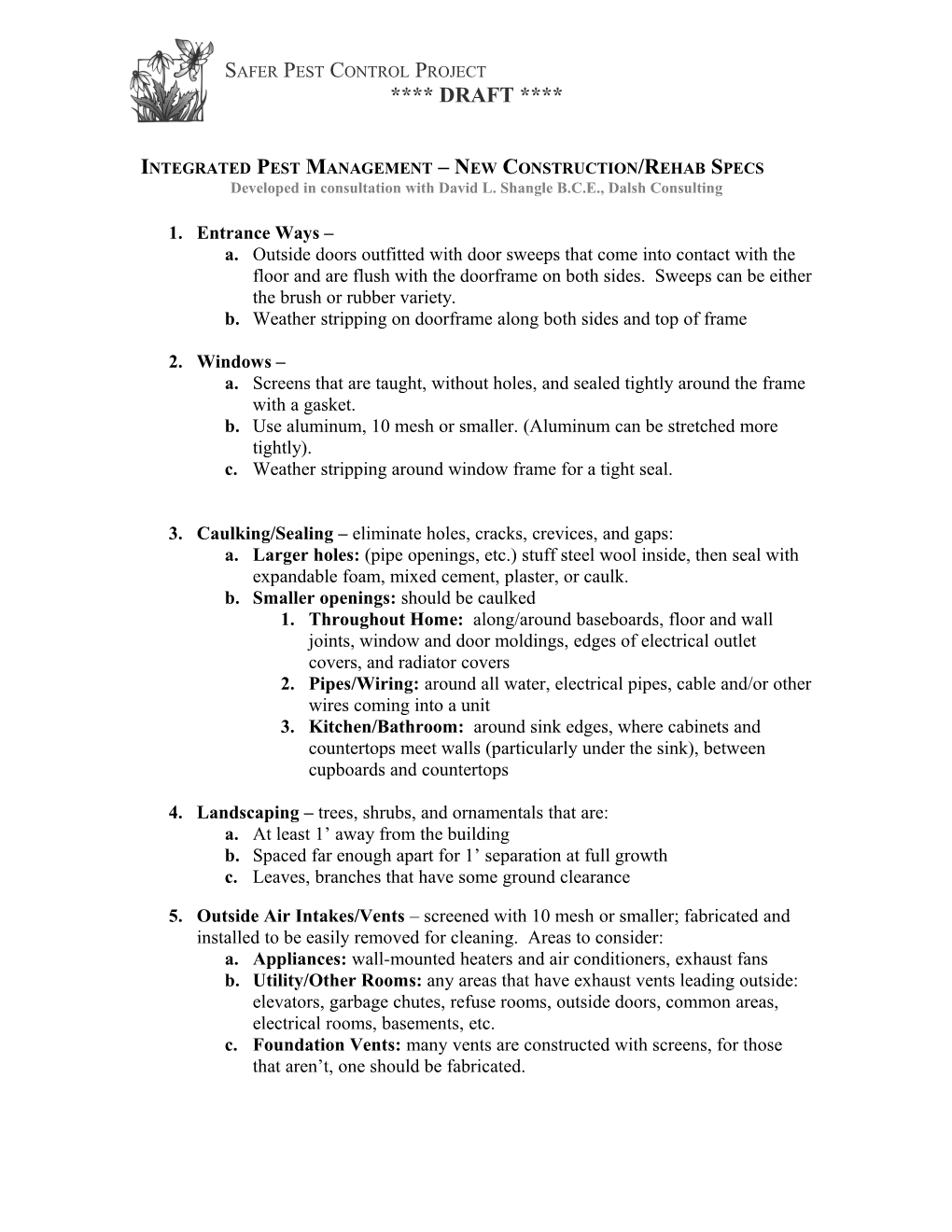 Caulking and Sealing Specifications