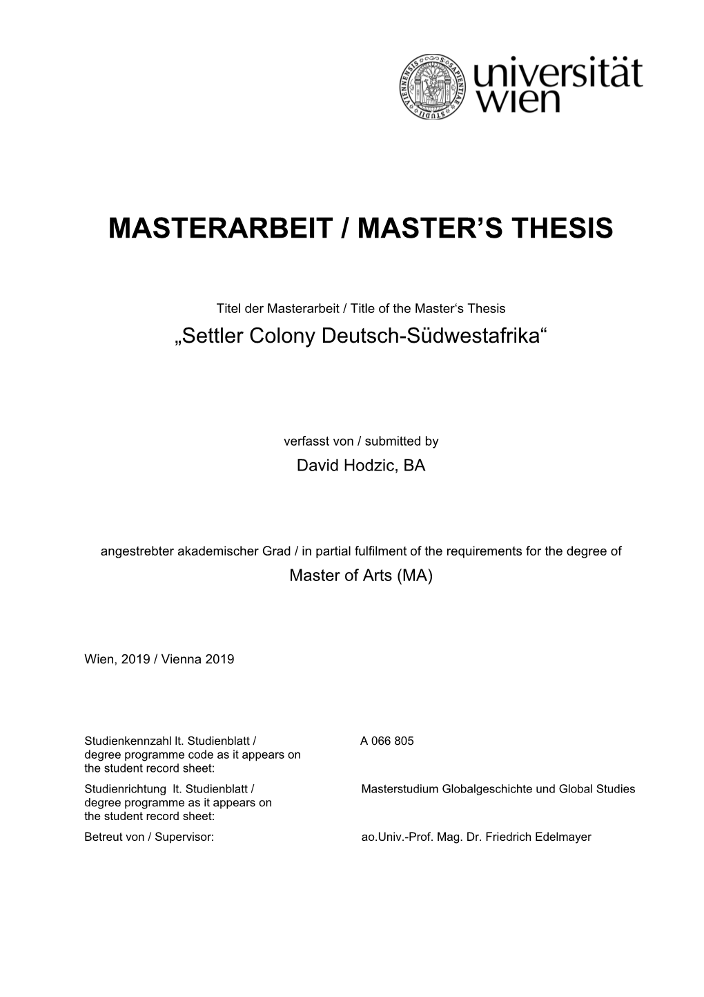 Masterarbeit / Master's Thesis