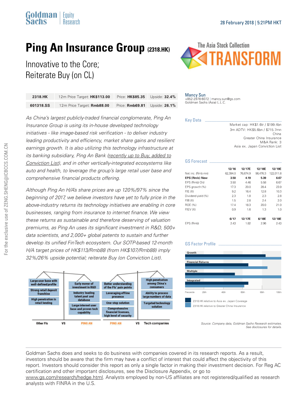 Ping an Insurance Group (2318.HK) Innovative to the Core; Reiterate Buy (On CL)