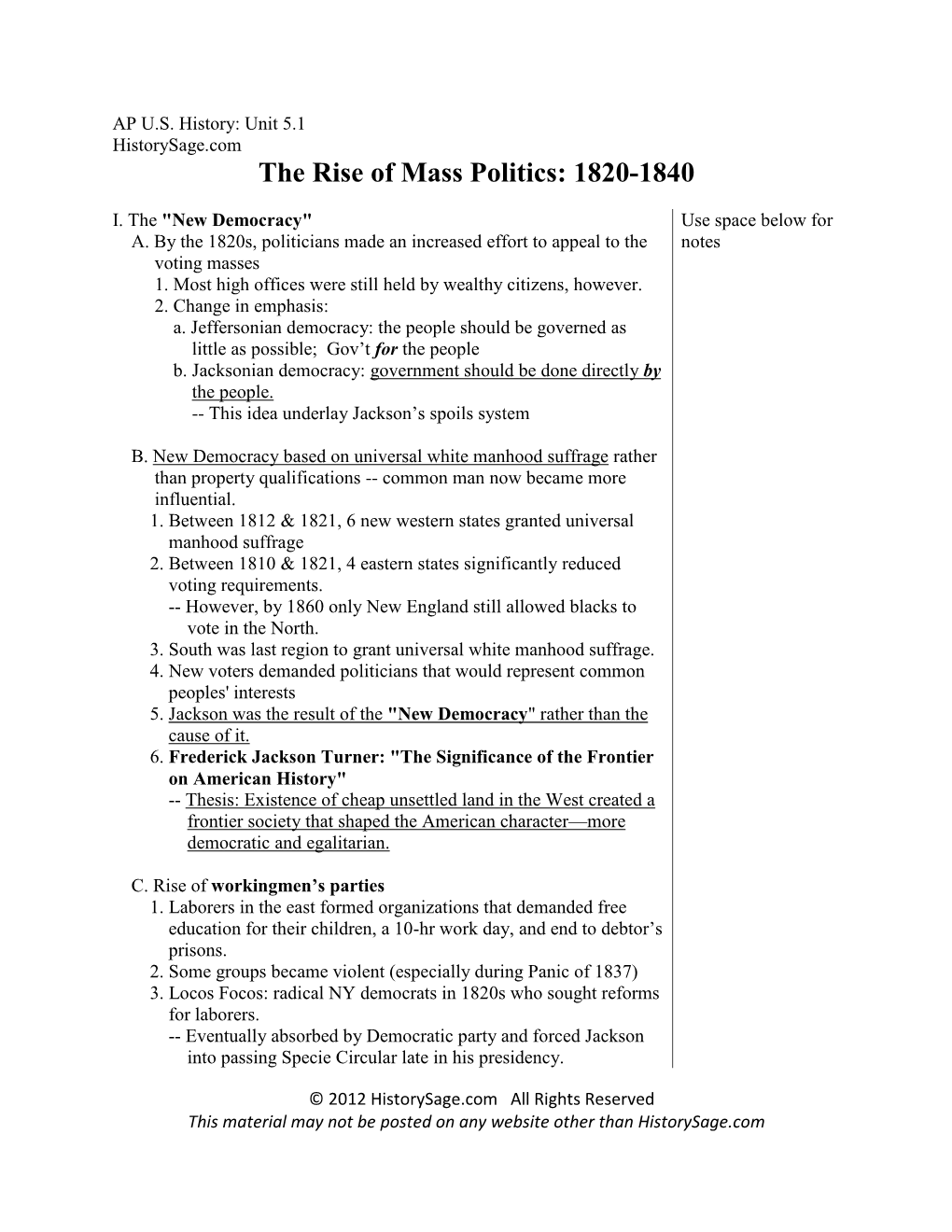 The Rise of Mass Politics: 1820-1840