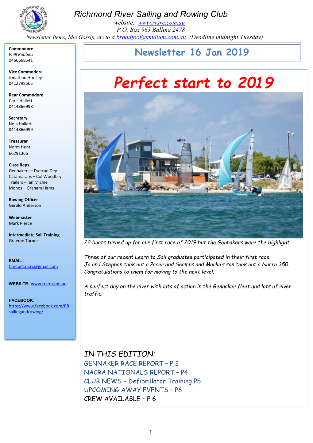Richmond River Sailing and Rowing Club Website: P.O