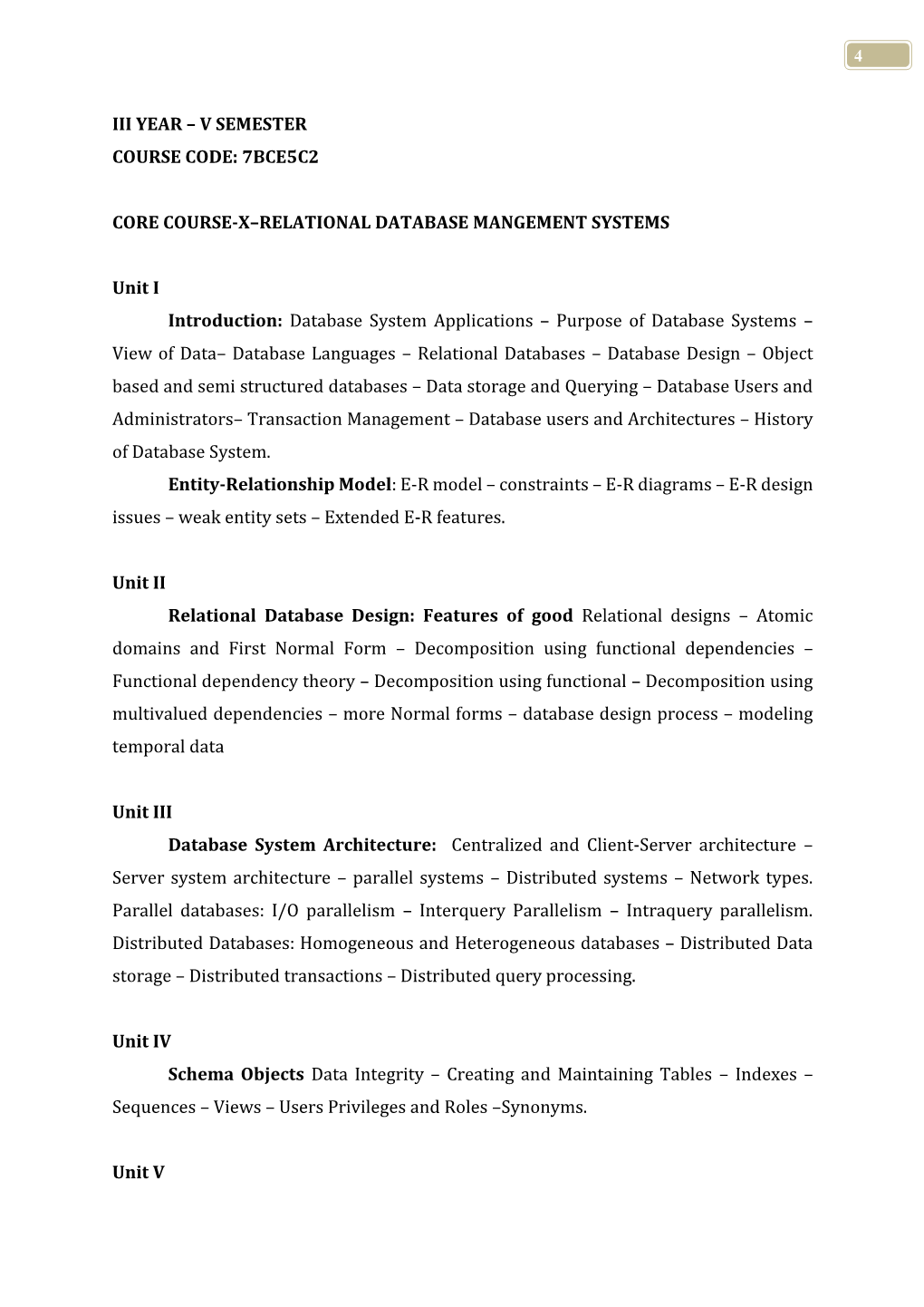 7BCE5C2 Relational Data Base Management Systems