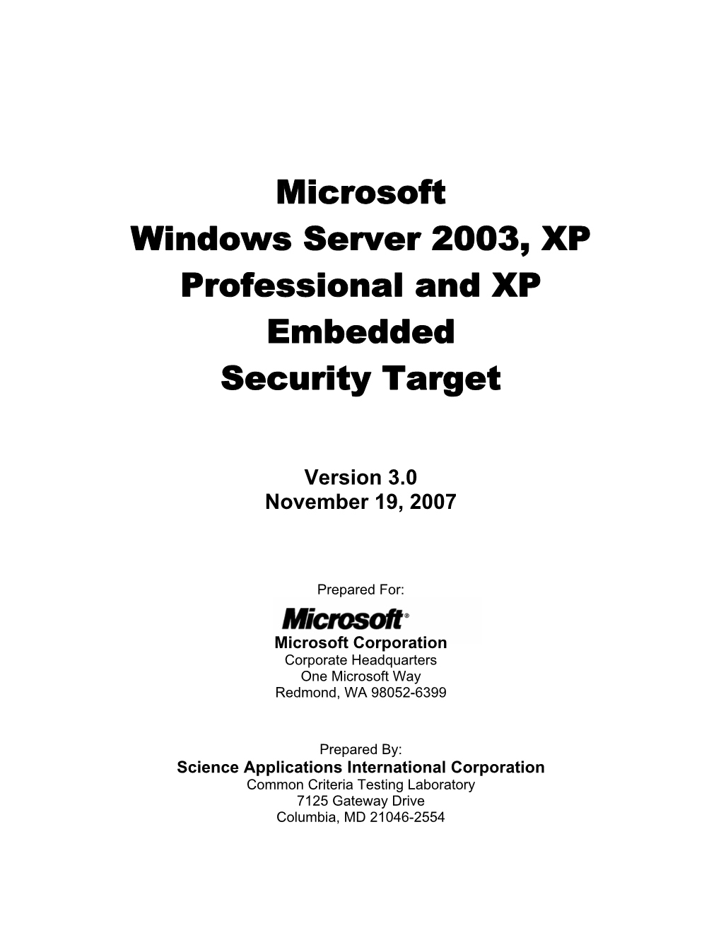 Windows 2003/XP Security Target