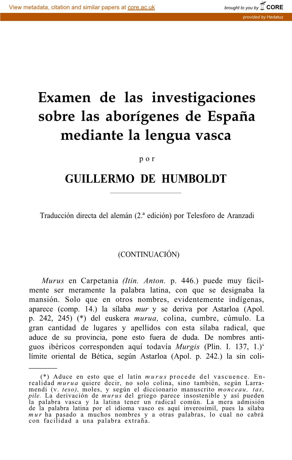 Examen De Las Investigaciones Sobre Los Aborígenes De