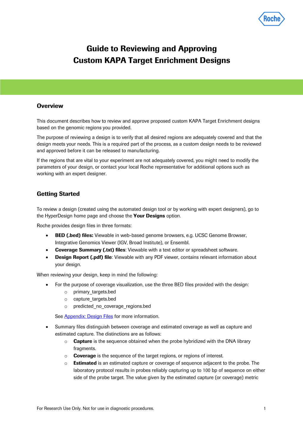 Guide to Reviewing and Approving Custom KAPA Target Enrichment Designs