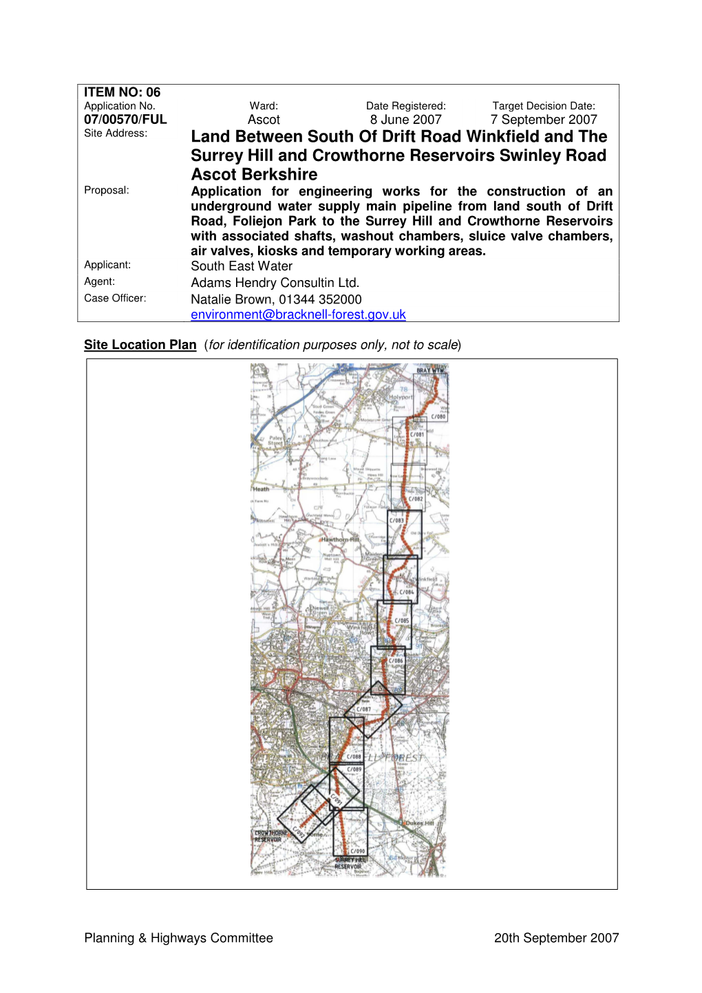 Land Between South of Drift Road Winkfield and the Surrey Hill and Crowthorne Reservoirs Swinley Road Ascot Berkshire