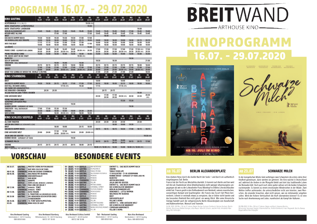 Kino-Programm 16.07